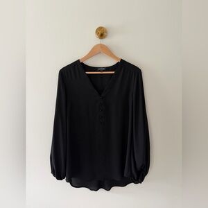 Express Black V-Neck Button Front Blouse